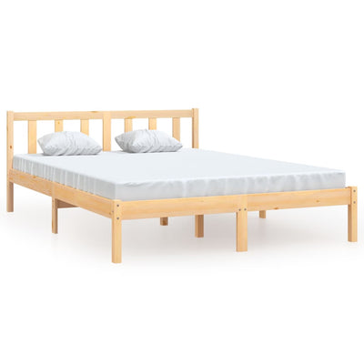 vidaXL Bed Frame without Mattress Black Solid Wood Pine 150x200 cm