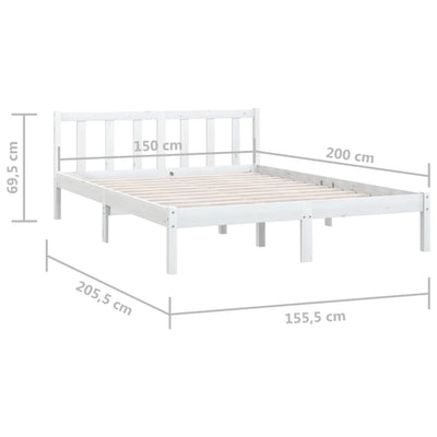 vidaXL Bed Frame without Mattress Black Solid Wood Pine 150x200 cm