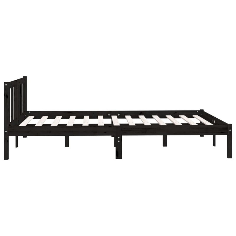 vidaXL Bed Frame without Mattress Black Solid Wood Pine 150x200 cm