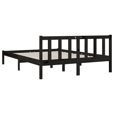 vidaXL Bed Frame without Mattress Black Solid Wood Pine 150x200 cm
