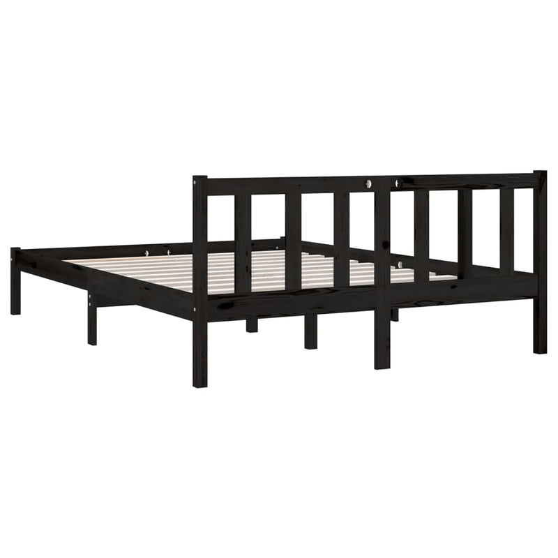 vidaXL Bed Frame without Mattress Black Solid Wood Pine 150x200 cm