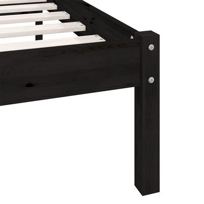 vidaXL Bed Frame without Mattress Black Solid Wood Pine 150x200 cm