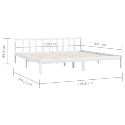 vidaXL Bed Frame without Mattress Black Solid Wood 183x203 cm King