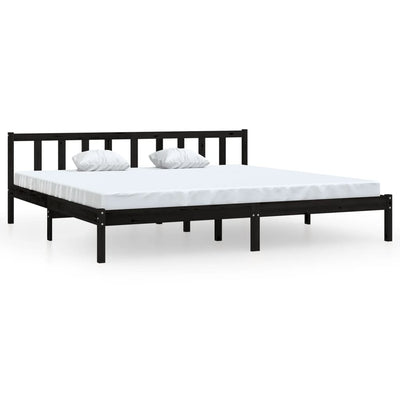 vidaXL Bed Frame without Mattress Black Solid Wood 183x203 cm King