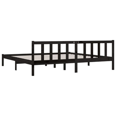 vidaXL Bed Frame without Mattress Black Solid Wood 183x203 cm King