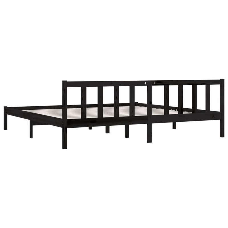 vidaXL Bed Frame without Mattress Black Solid Wood 183x203 cm King