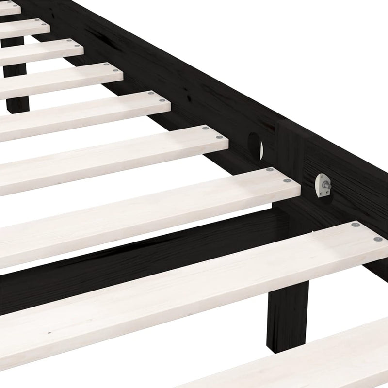 vidaXL Bed Frame without Mattress Black Solid Wood 183x203 cm King