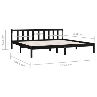 vidaXL Bed Frame without Mattress Black Solid Wood 183x203 cm King