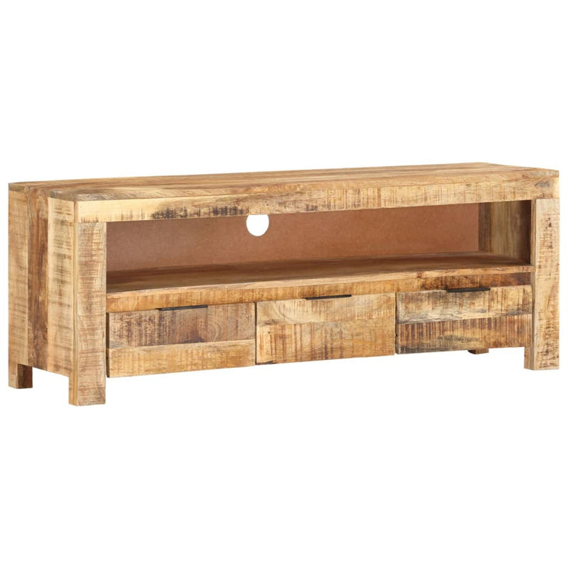 vidaXL TV Cabinet 110x30x40 cm Solid Wood Rough Mango