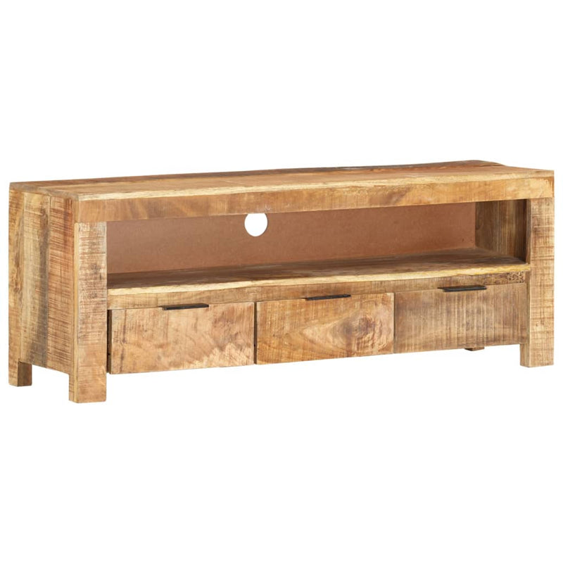 vidaXL TV Cabinet 110x30x40 cm Solid Wood Rough Mango