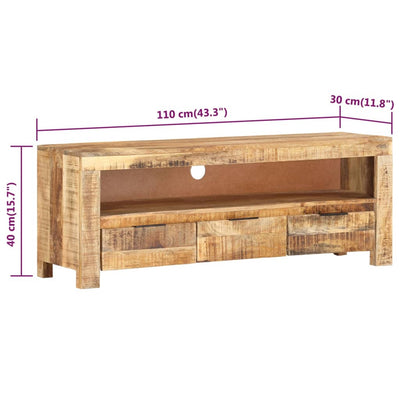 vidaXL TV Cabinet 110x30x40 cm Solid Wood Rough Mango