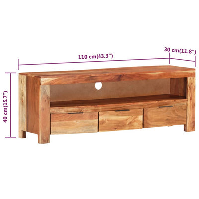 vidaXL TV Cabinet 110x30x40 cm Solid Wood Acacia