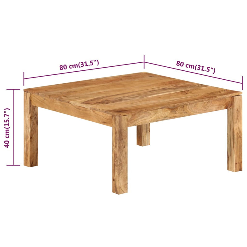 vidaXL Coffee Table 80x80x40 cm Solid Wood Acacia