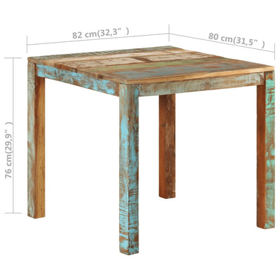 vidaXL Dining Table 82x80x76 cm Solid Reclaimed Wood