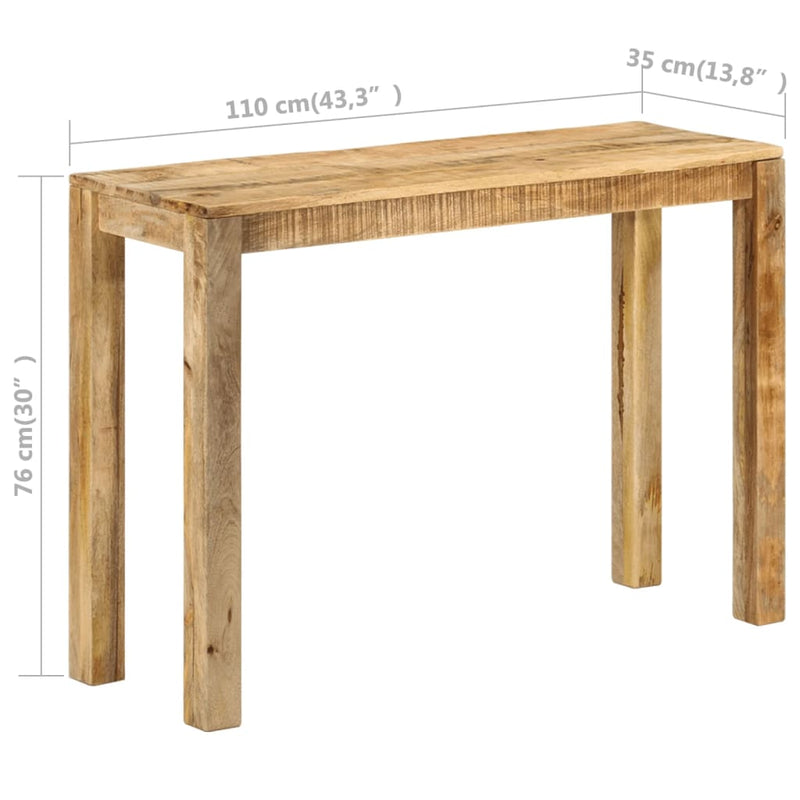 vidaXL Console Table 110x35x76 cm Rough Mango Wood