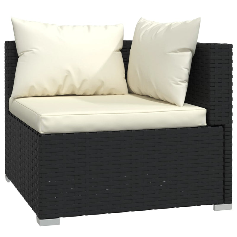 vidaXL 2-Seater Sofa with Cushions Black Poly Rattan