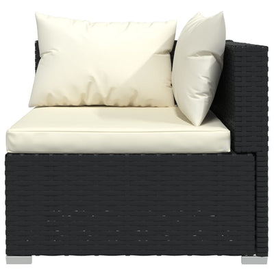 vidaXL 2-Seater Sofa with Cushions Black Poly Rattan