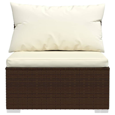 vidaXL 4-Seater Sofa with Cushions Brown Poly Rattan