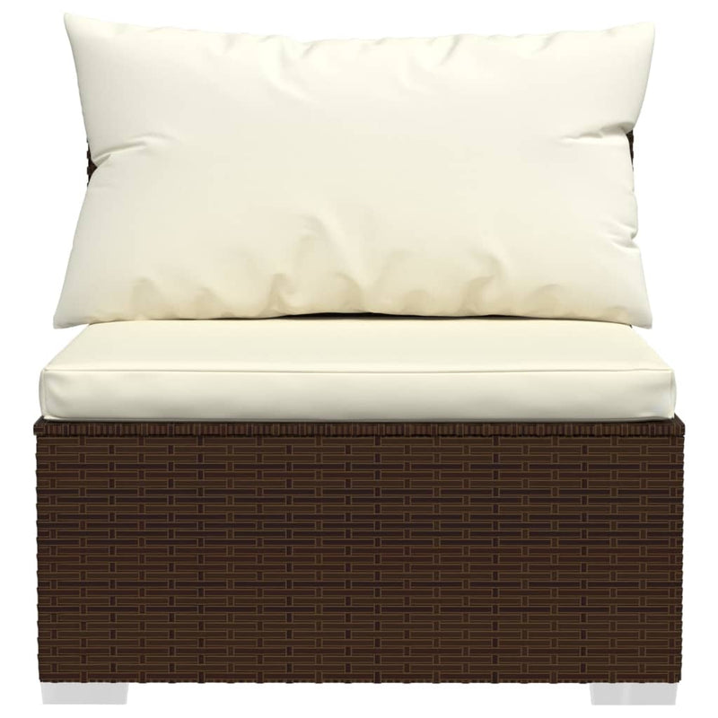 vidaXL 4-Seater Sofa with Cushions Brown Poly Rattan