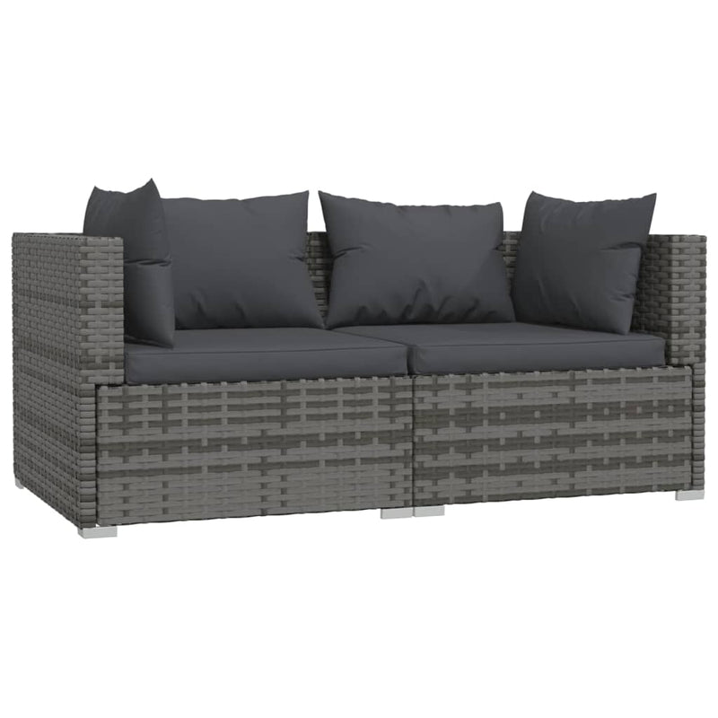 vidaXL 2-Seater Sofa with Cushions Black Poly Rattan