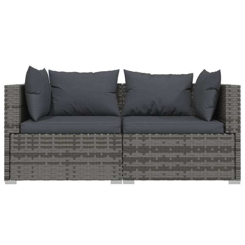 vidaXL 2-Seater Sofa with Cushions Black Poly Rattan