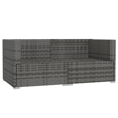 vidaXL 2-Seater Sofa with Cushions Black Poly Rattan
