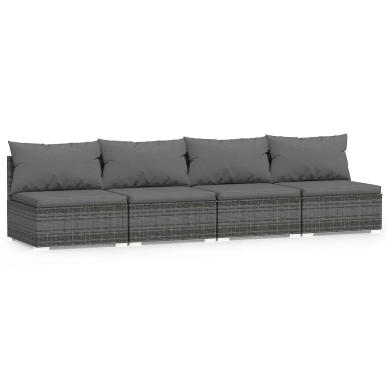 vidaXL 4-Seater Sofa with Cushions Brown Poly Rattan