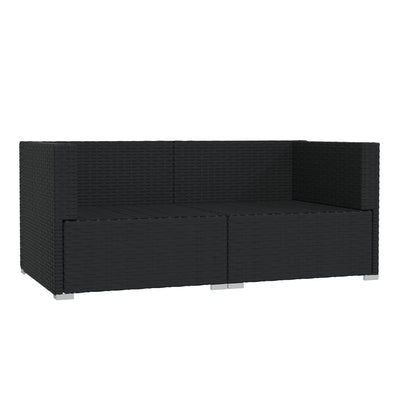 vidaXL 2-Seater Sofa with Cushions Black Poly Rattan