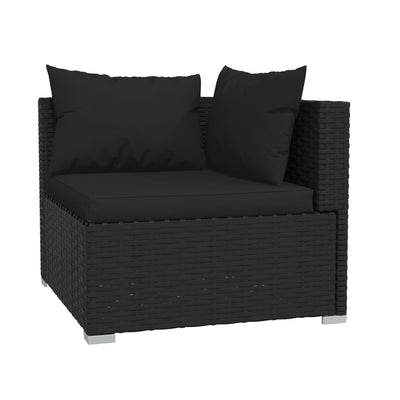 vidaXL 2-Seater Sofa with Cushions Black Poly Rattan