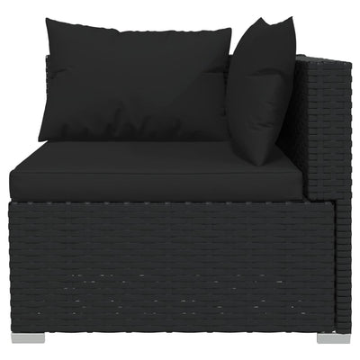 vidaXL 2-Seater Sofa with Cushions Black Poly Rattan