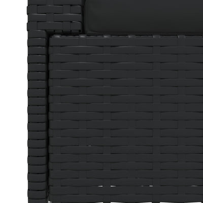 vidaXL 2-Seater Sofa with Cushions Black Poly Rattan