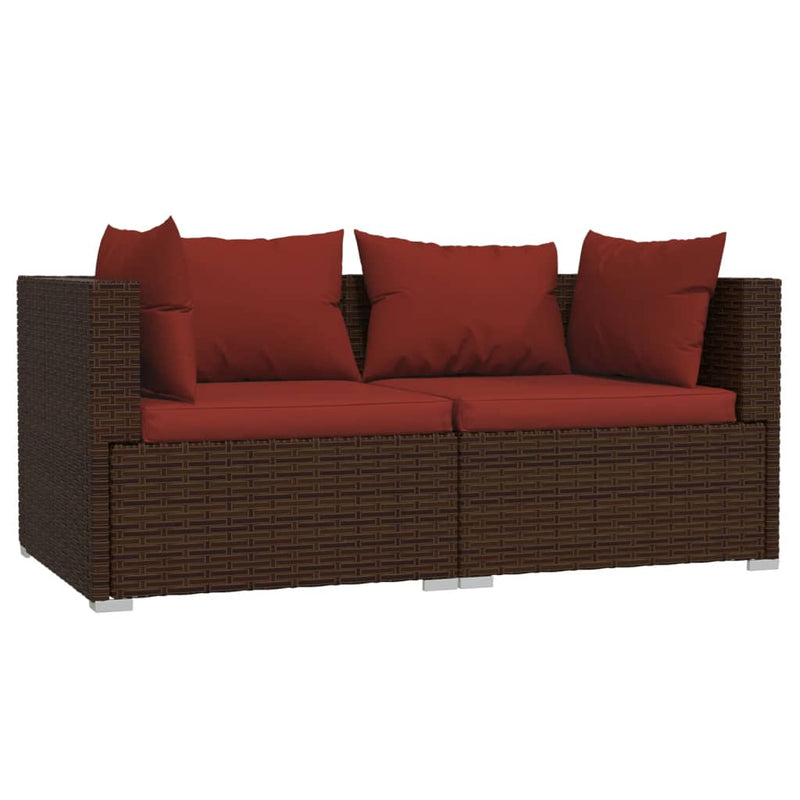 vidaXL 2-Seater Sofa with Cushions Grey Poly Rattan