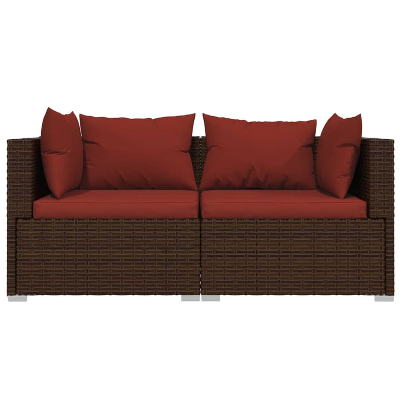 vidaXL 2-Seater Sofa with Cushions Grey Poly Rattan