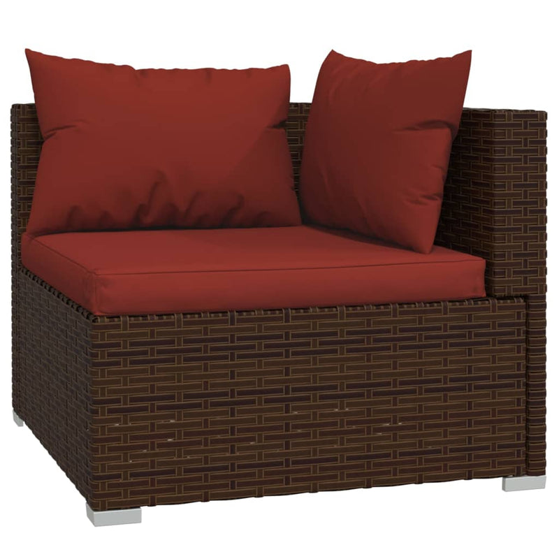vidaXL 2-Seater Sofa with Cushions Grey Poly Rattan