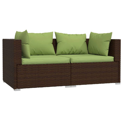vidaXL 2-Seater Sofa with Cushions Grey Poly Rattan