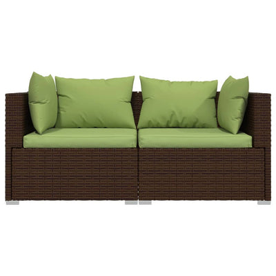 vidaXL 2-Seater Sofa with Cushions Grey Poly Rattan