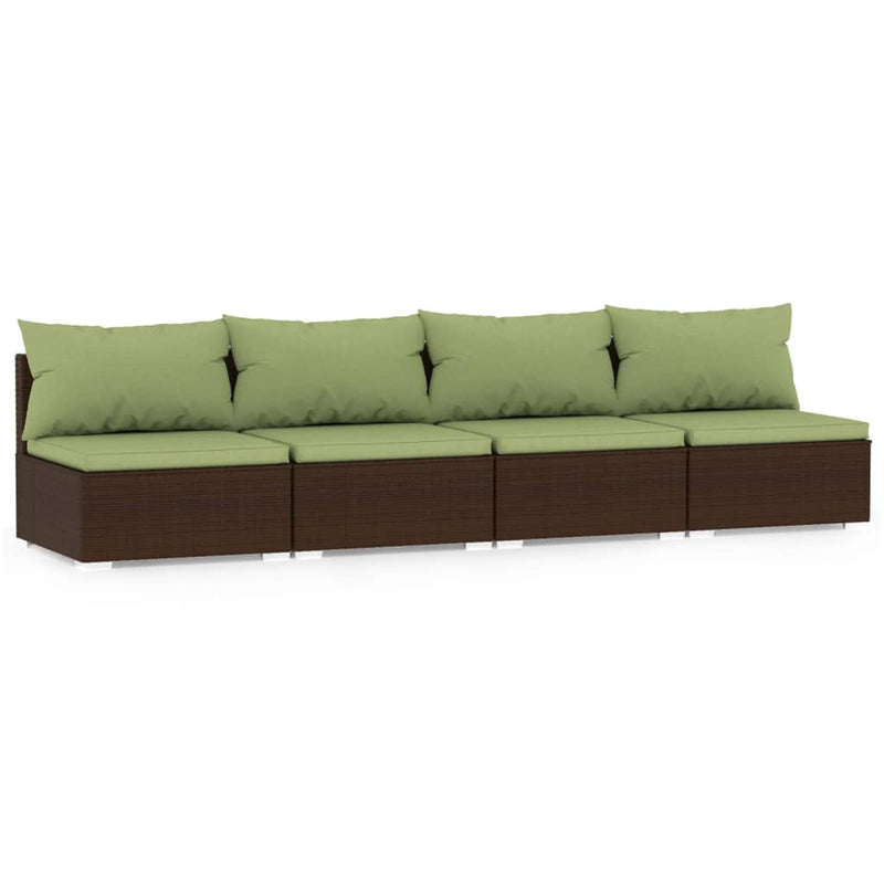 vidaXL 4-Seater Sofa with Cushions Grey Poly Rattan