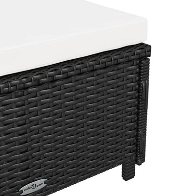 vidaXL Sun Lounger with Cream White Cushion Poly Rattan Black