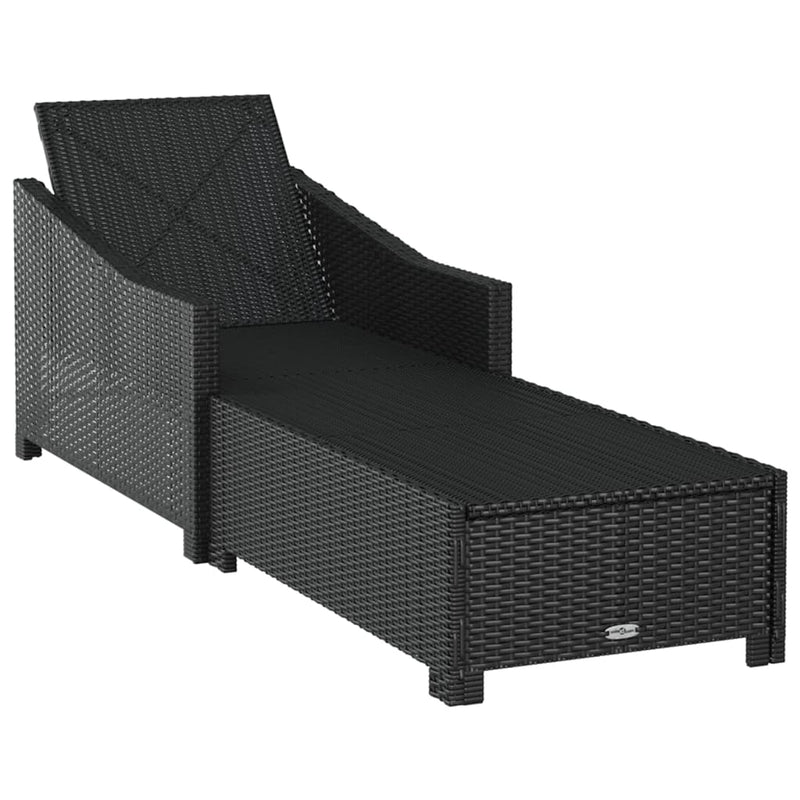 vidaXL Sun Lounger with Cream White Cushion Poly Rattan Black