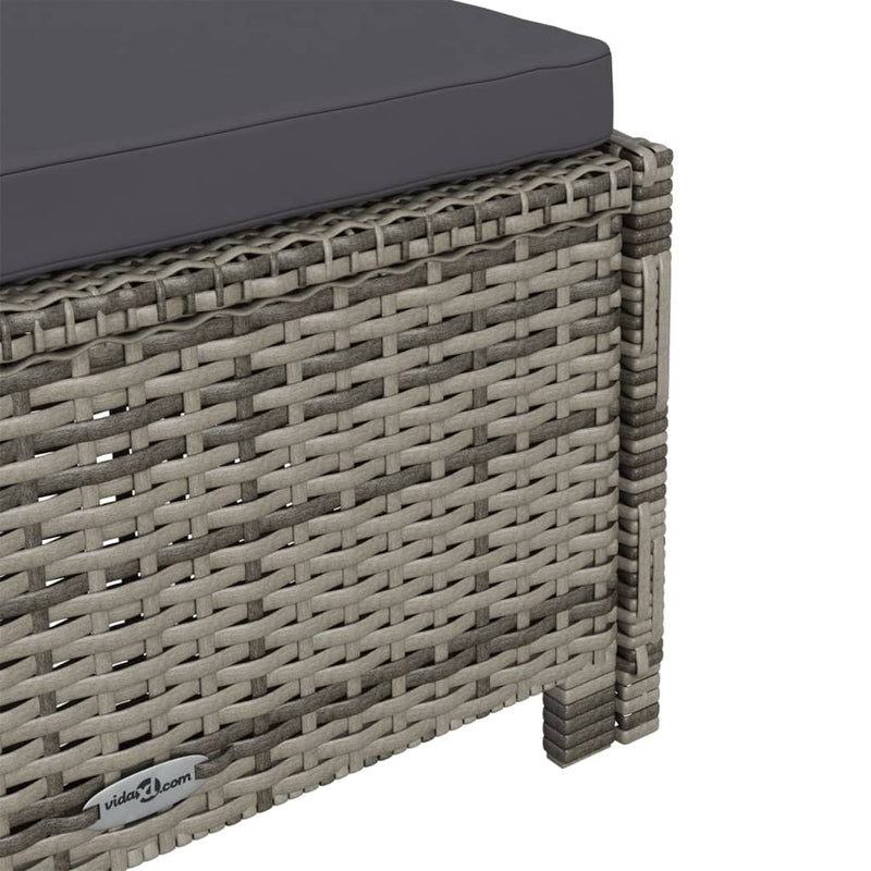 vidaXL Sun Lounger with Cream White Cushion Poly Rattan Black