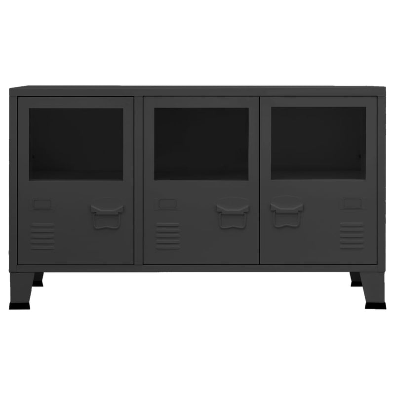 vidaXL Industrial Sideboard Anthracite 105x35x62 cm Metal and Glass