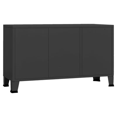 vidaXL Industrial Sideboard Anthracite 105x35x62 cm Metal and Glass