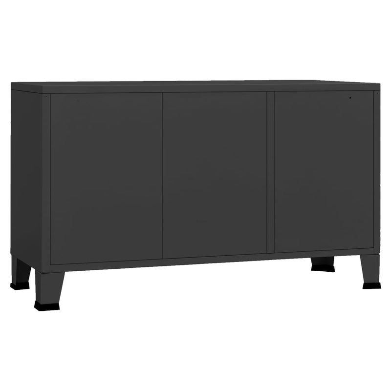 vidaXL Industrial Sideboard Anthracite 105x35x62 cm Metal and Glass
