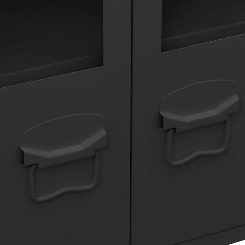 vidaXL Industrial Sideboard Anthracite 105x35x62 cm Metal and Glass