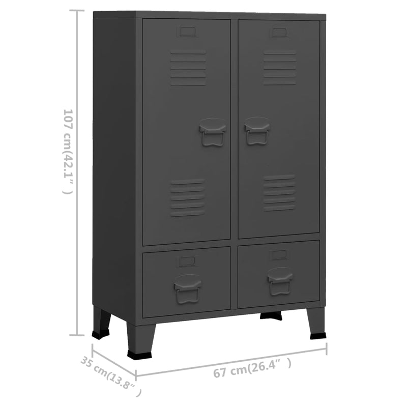 vidaXL Industrial Wardrobe Anthracite 67x35x107 cm Steel
