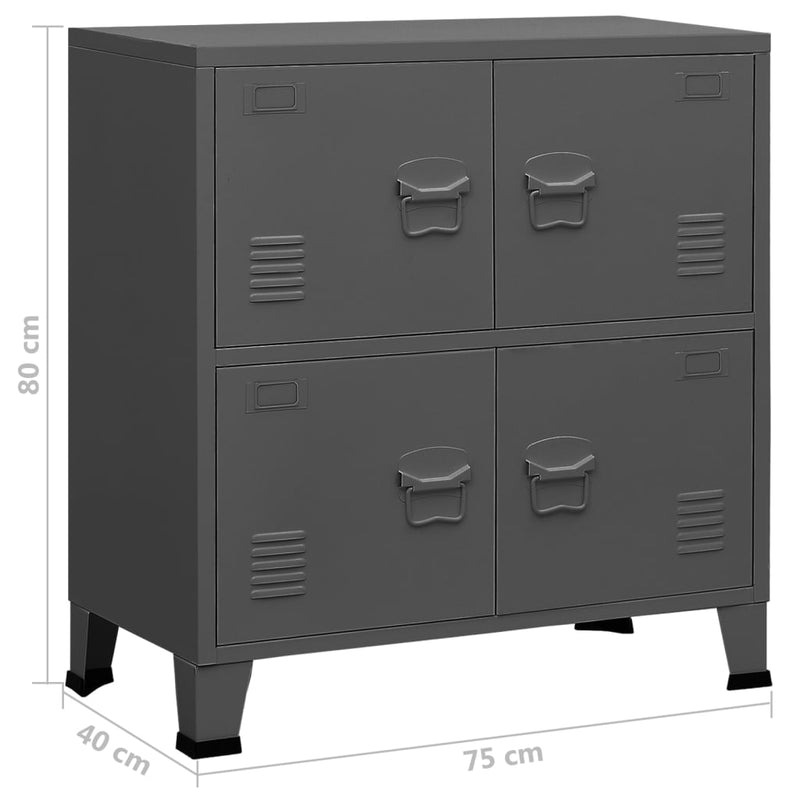 vidaXL Industrial Storage Chest Anthracite 75x40x80 cm Steel