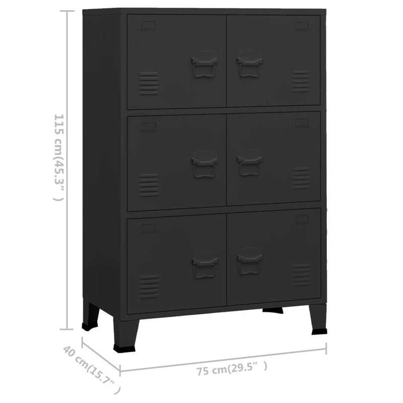 vidaXL Industrial Storage Chest Anthracite 75x40x115 cm Metal
