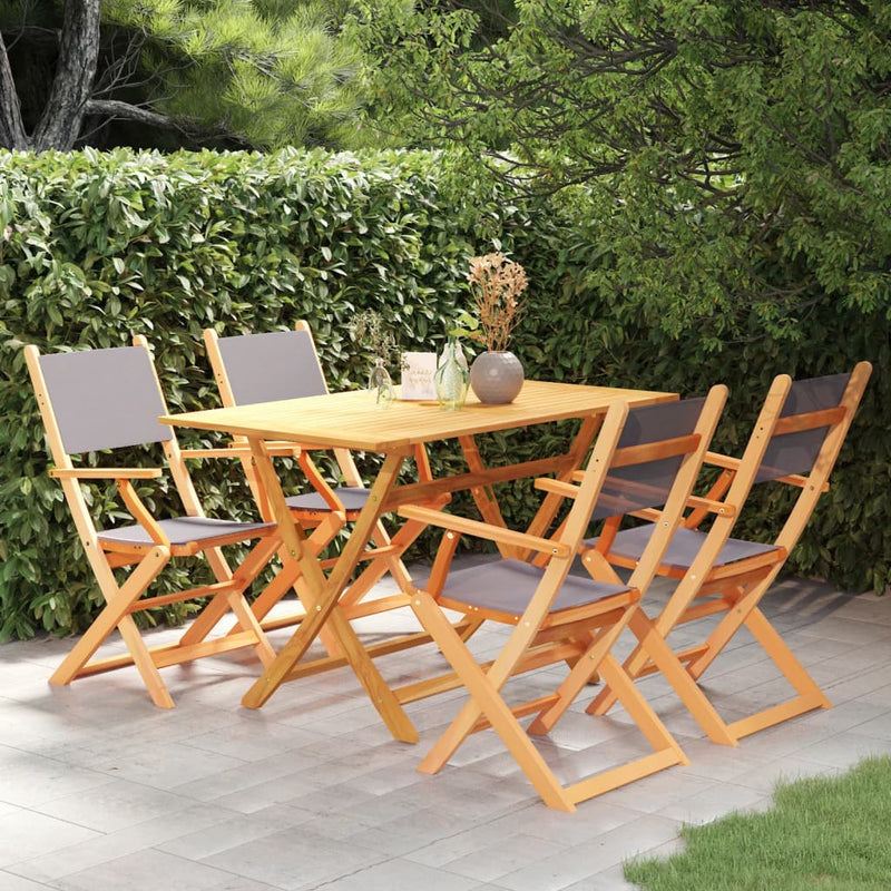 vidaXL 5 Piece Outdoor Dining Set Grey Solid Eucalyptus Wood