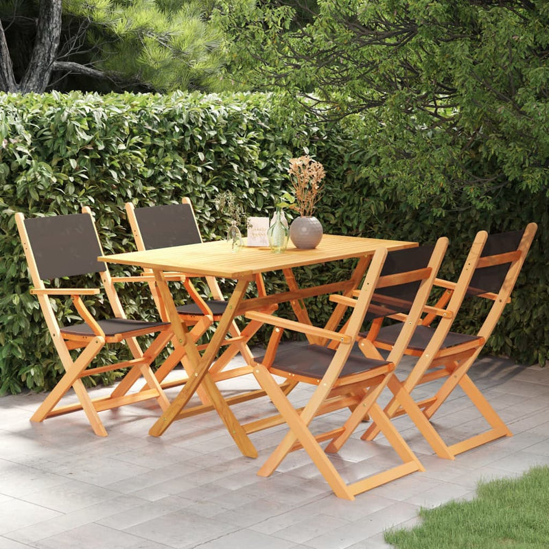 vidaXL 5 Piece Outdoor Dining Set Black Solid Eucalyptus Wood