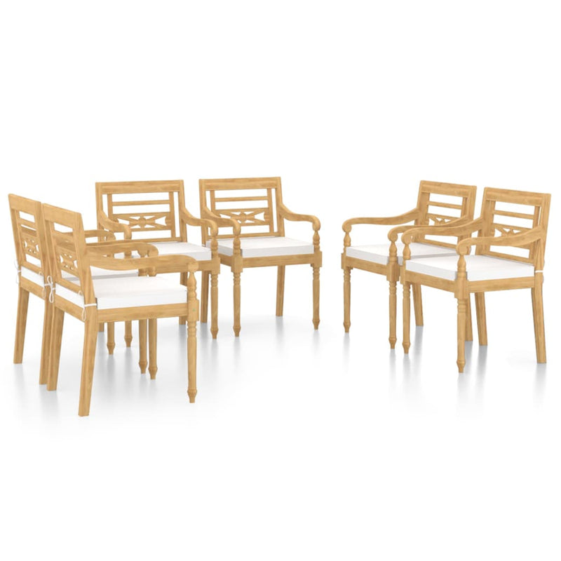 vidaXL Batavia Chairs 4 pcs with Cushions Solid Teak Wood